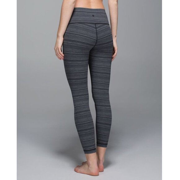 Lululemon High Times Pant Luxtreme Cyber Striped Coal Low Waist Crop Leggings - Picture 3 of 13